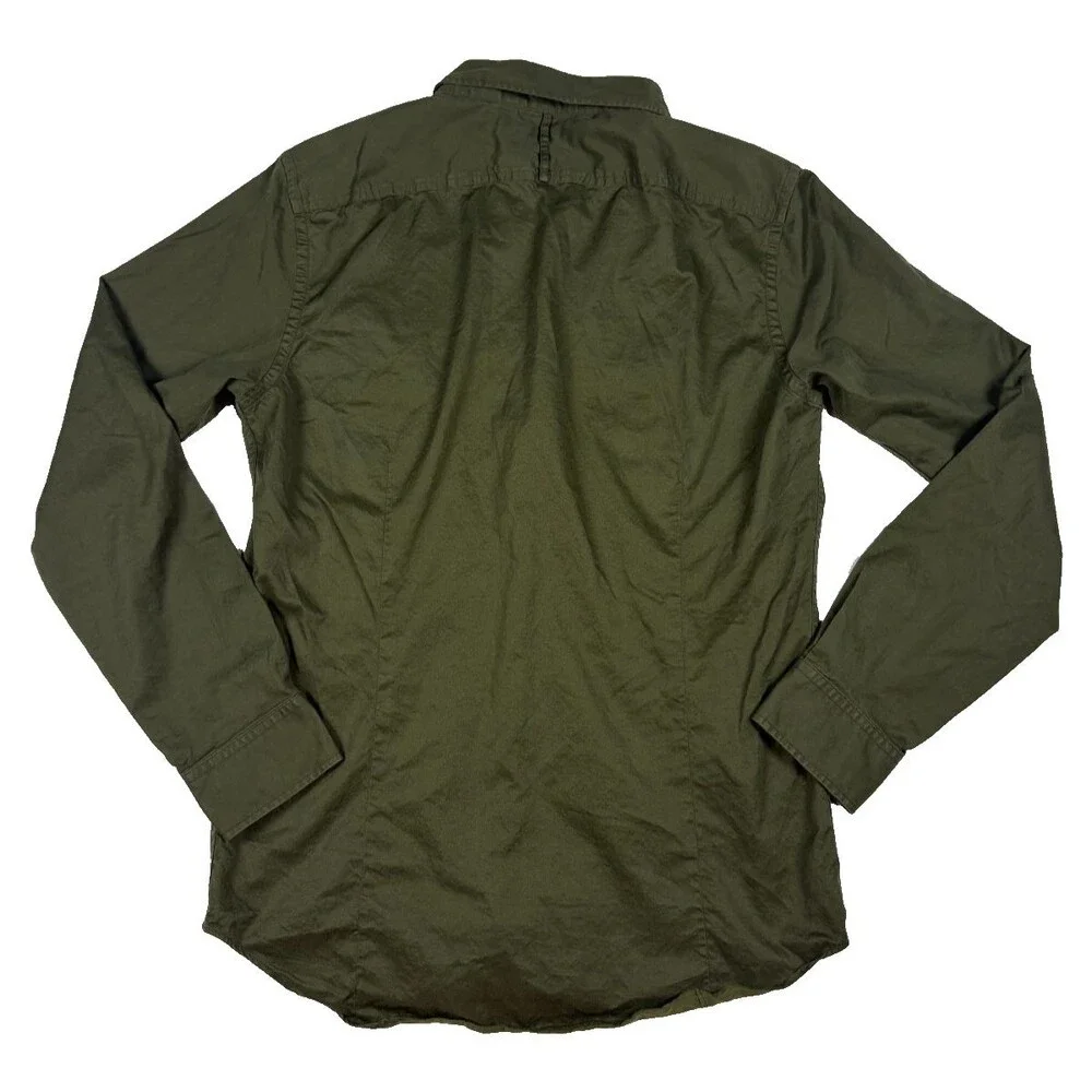Banana Republic Military Utility Button Up Shirt Olive Green Mens Size Medium